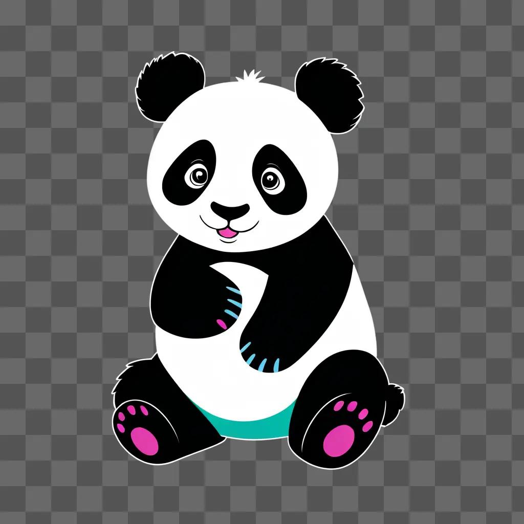 black and white panda drawing for kids