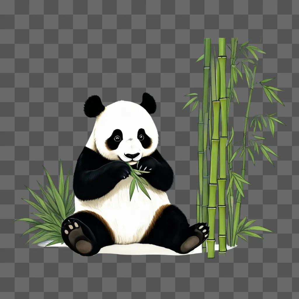 black and white panda sitting in a bamboo forest