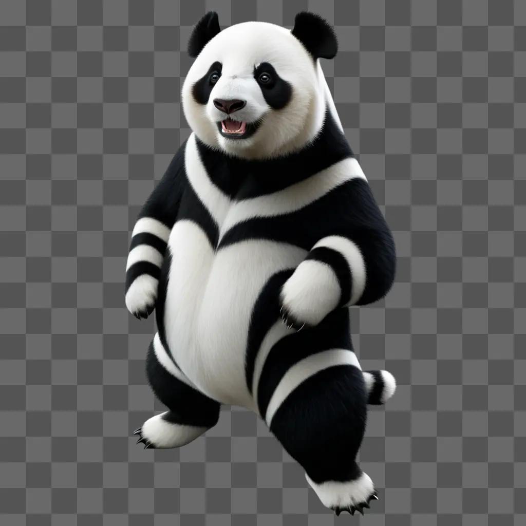 black and white panda with stripes on its body