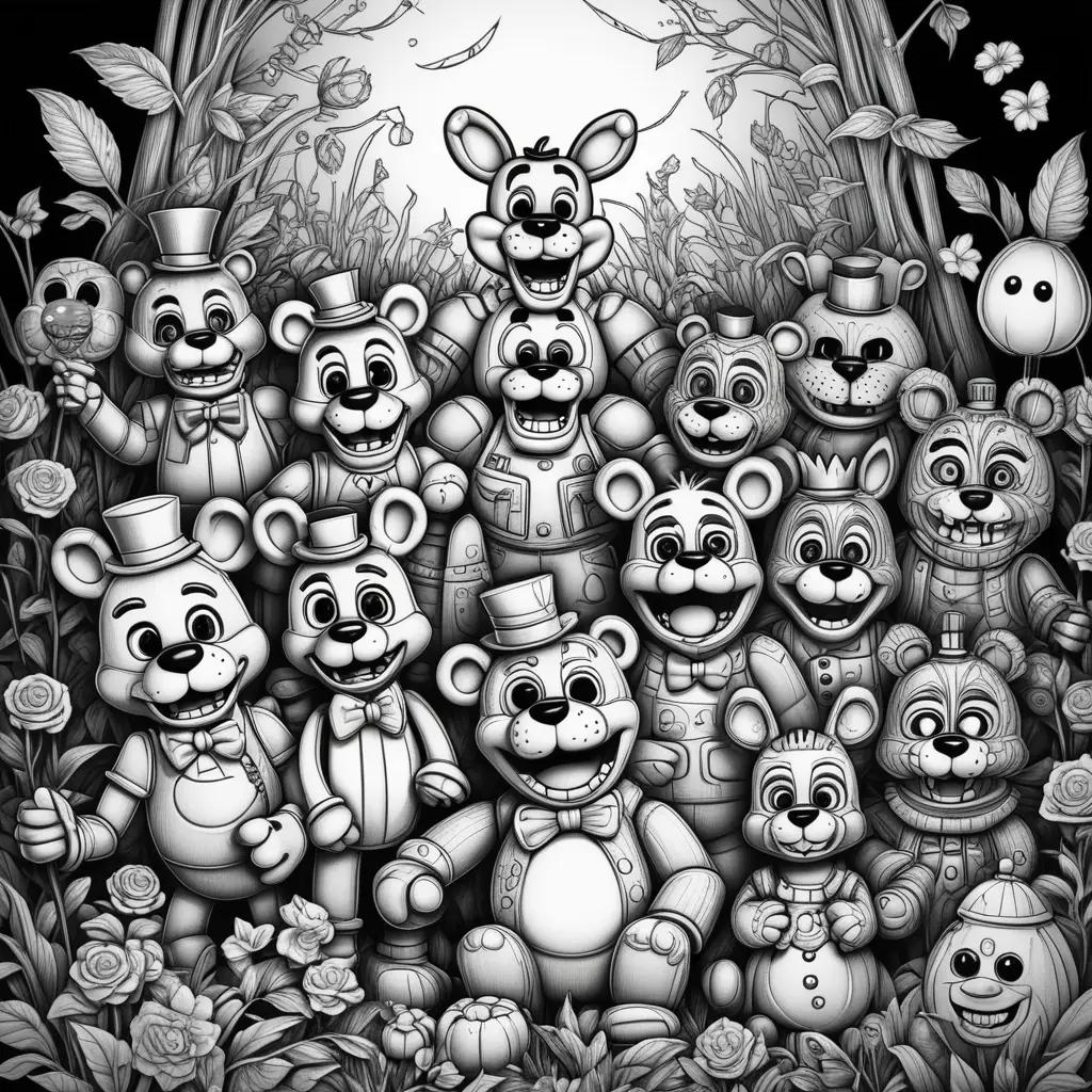 Five Nights at Freddys ぬりえの白黒画像