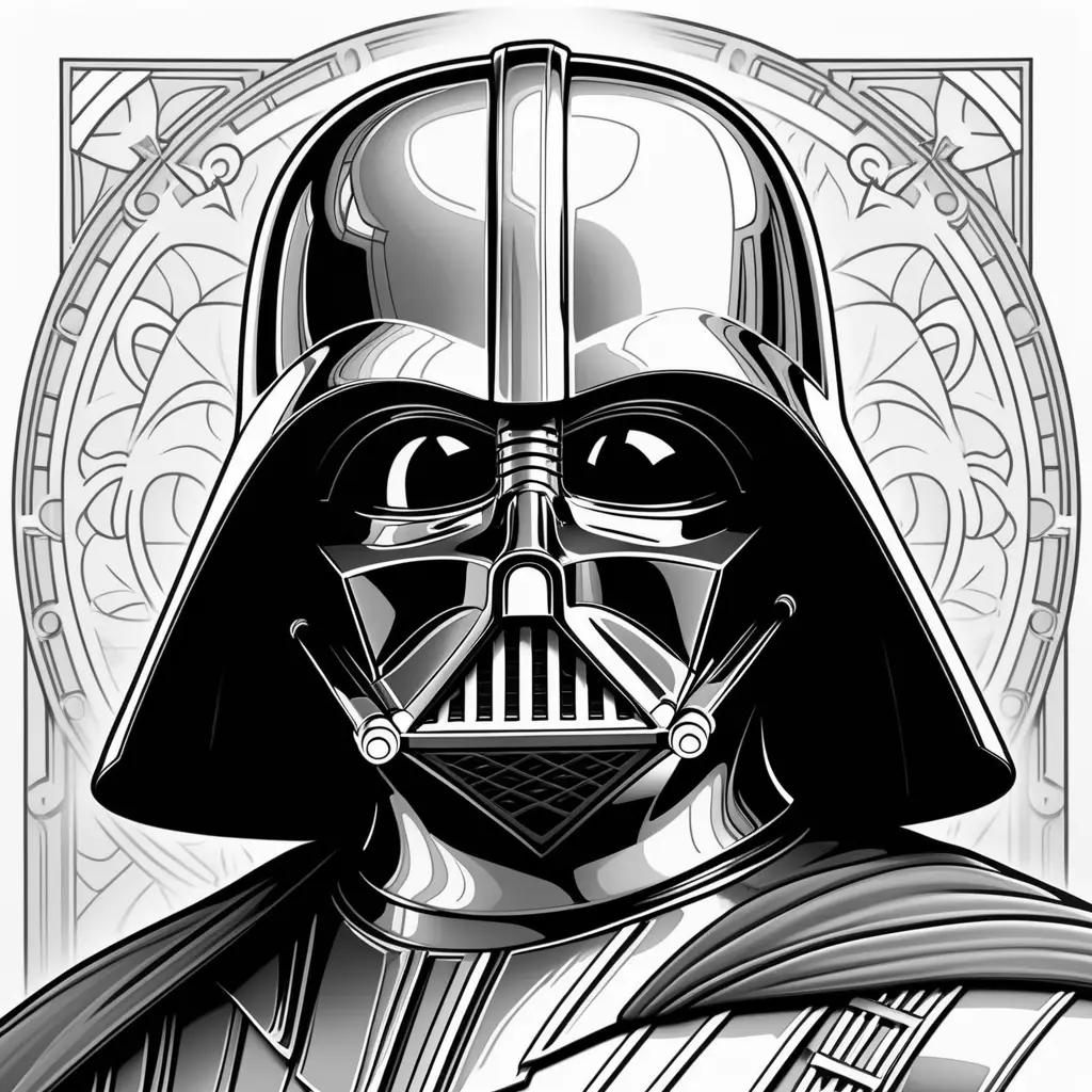 black and white portrait of Darth Vader