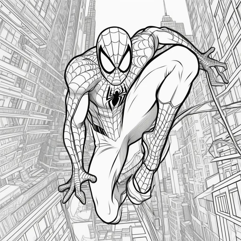 black and white print of a Spiderman coloring page