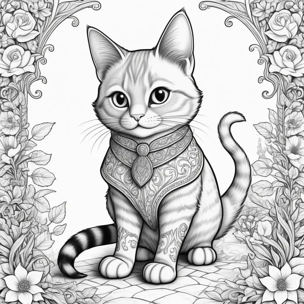 black and white puss in boots coloring page