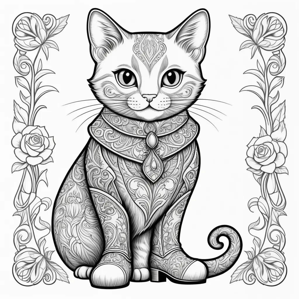 black and white puss in boots coloring page