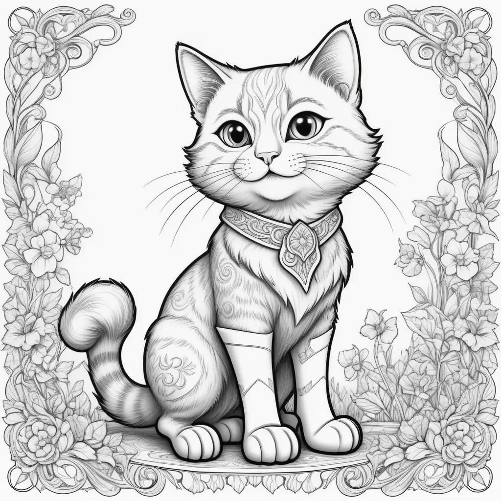 black and white puss in boots coloring page