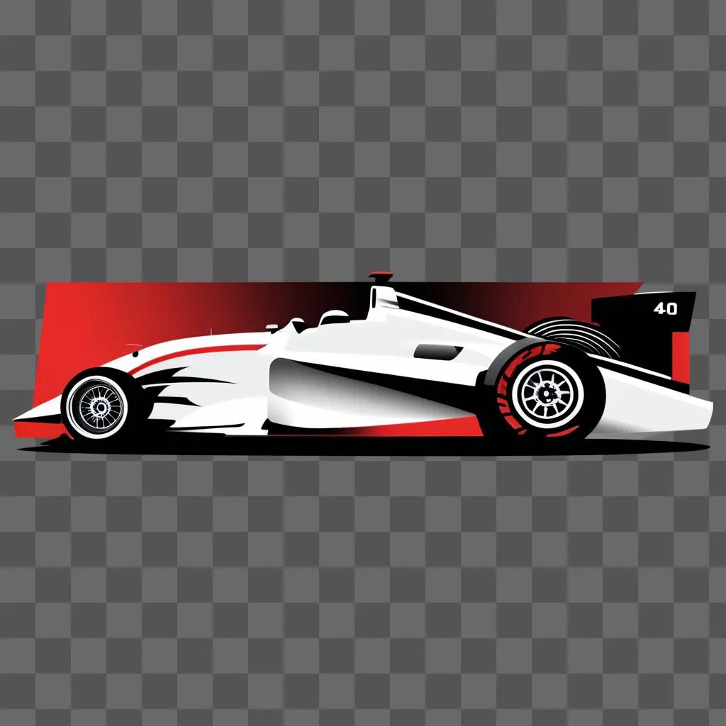 赤のトリムが付いた黒と白のレースカーのクリップアート
