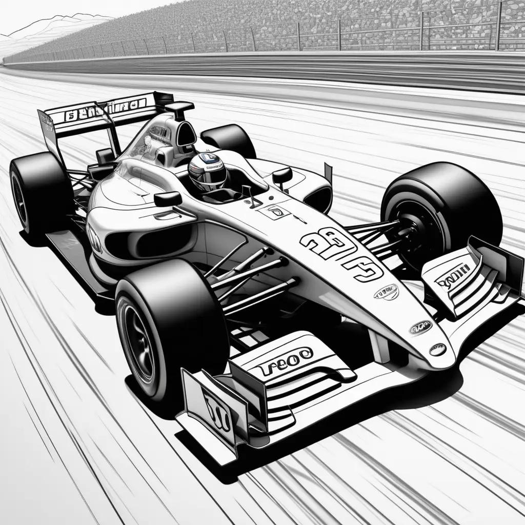 black and white race car coloring page