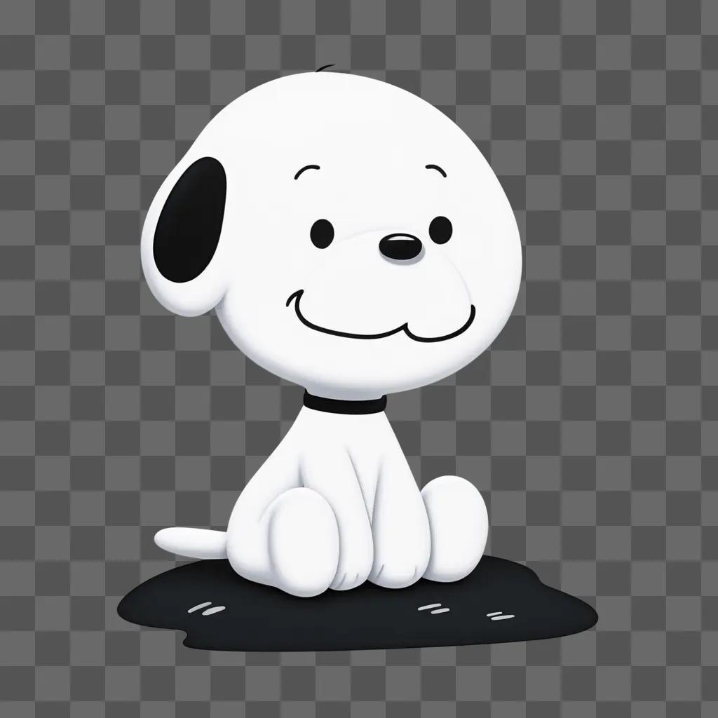 black and white snoopy sitting on a black and white background