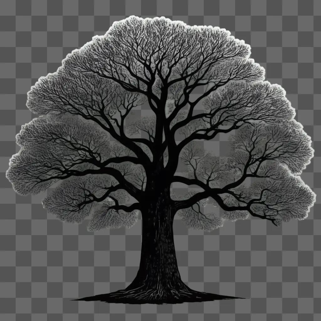 木の黒と白の木のクリップアートのイラスト