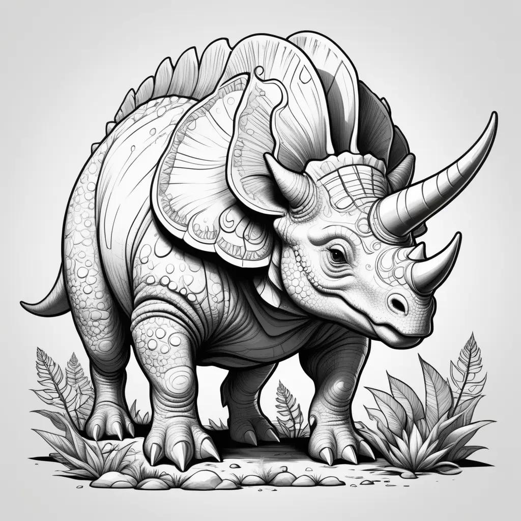 black and white triceratops coloring page