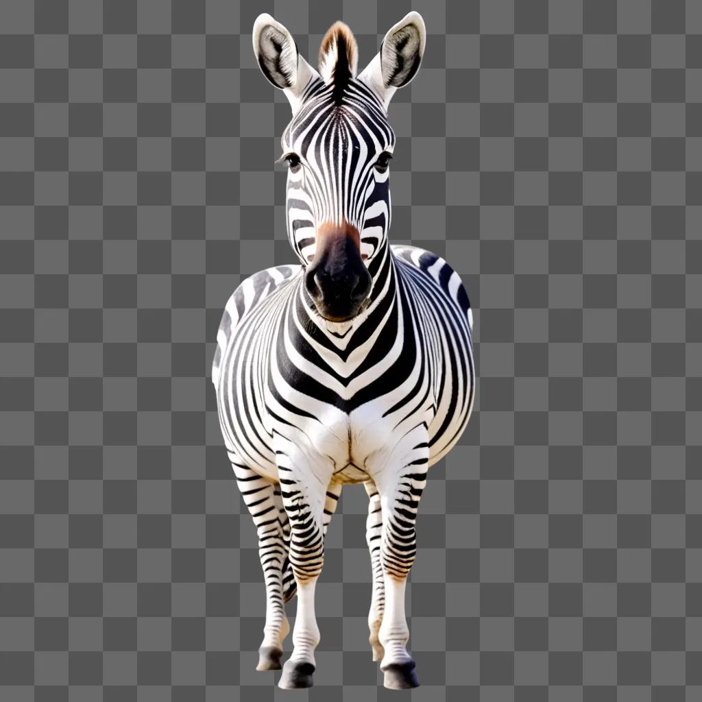 black and white zebra on a grey background