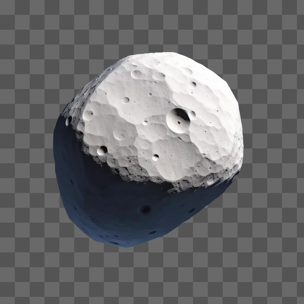 black asteroid is pictured on a white background