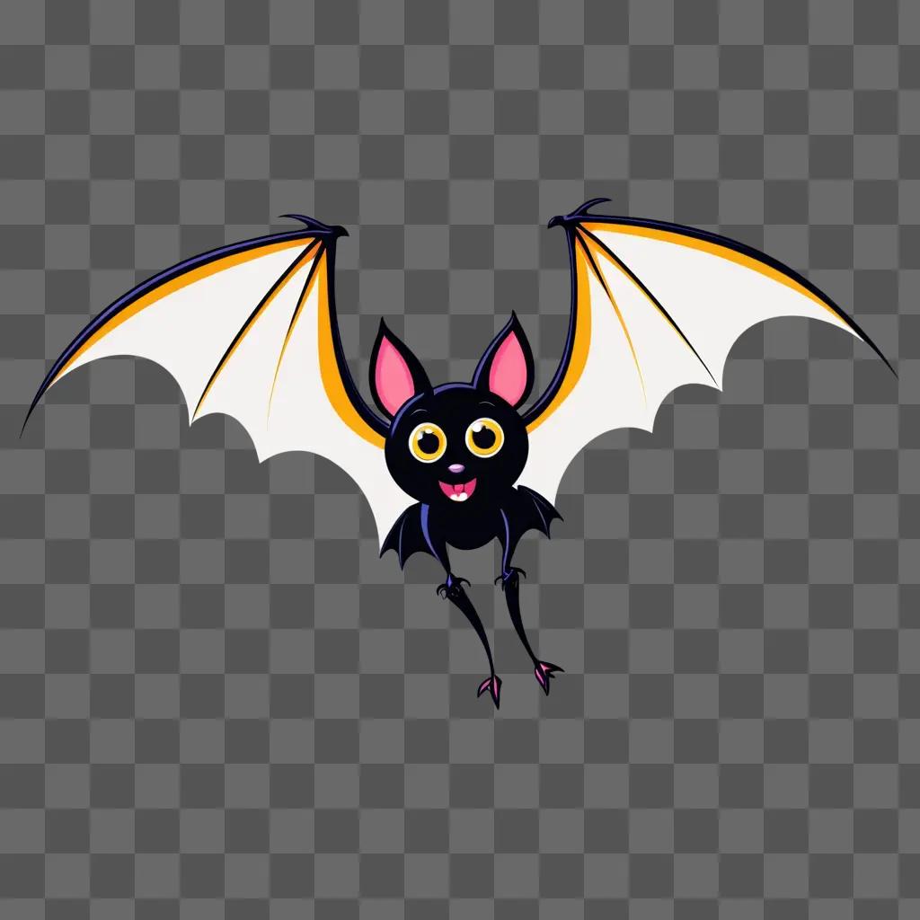 black bat with yellow eyes and orange feet