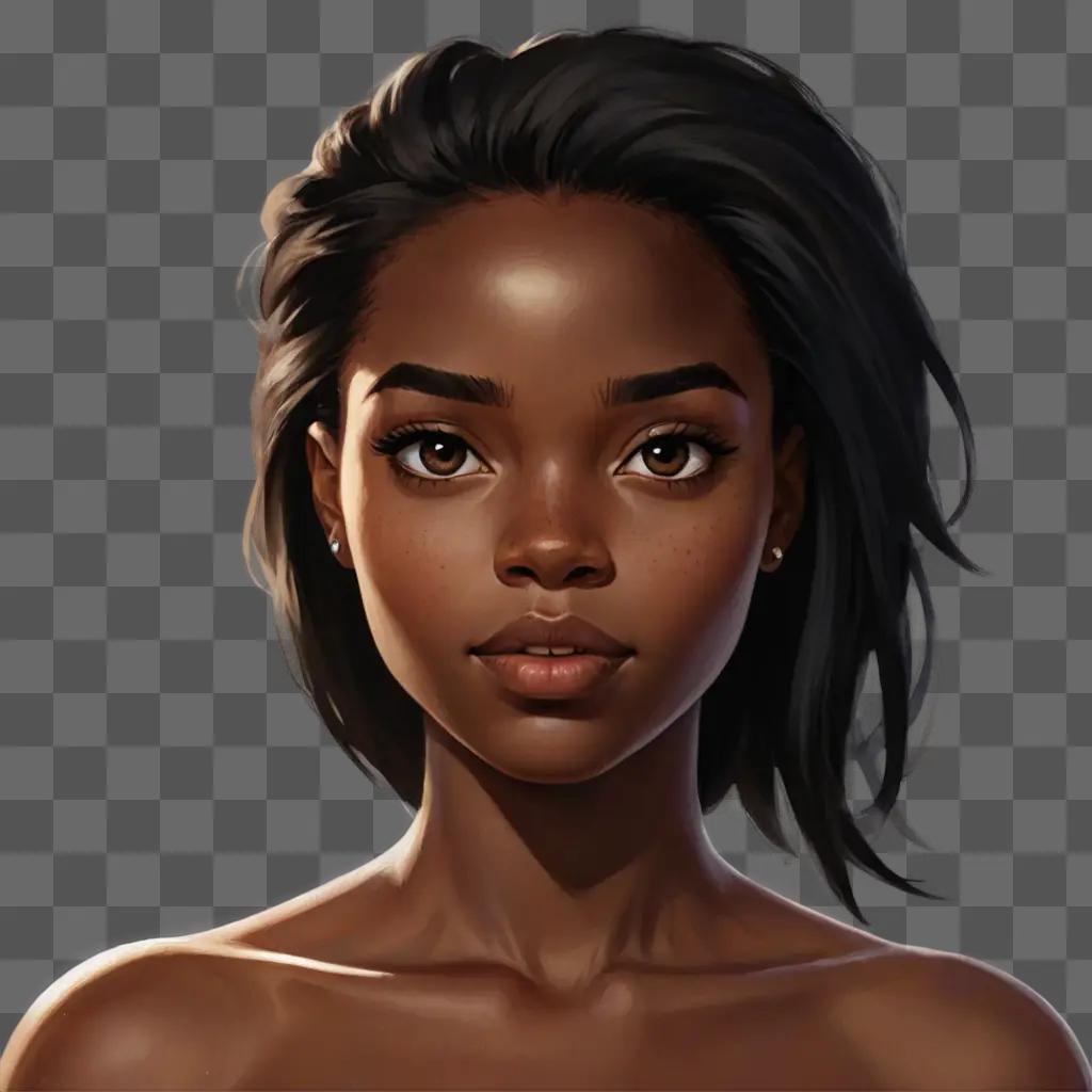 black cartoon girl A black womans portrait in 3D