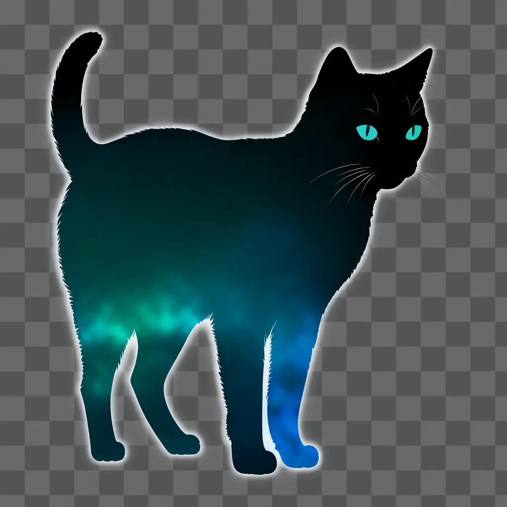 black cat is glowing with a blue light