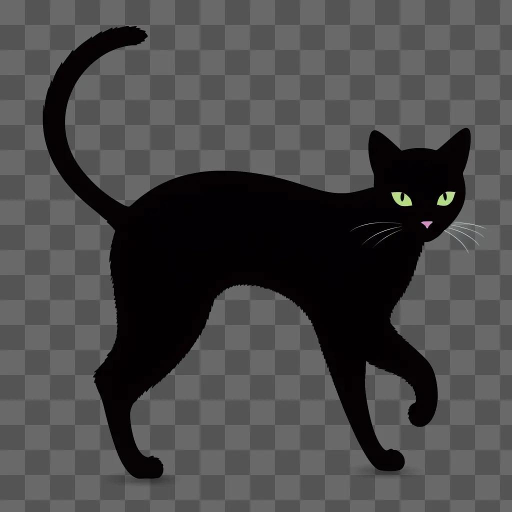 暗い背景に黒猫がライトアップされています