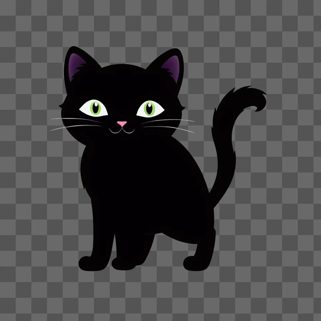 black cat with green eyes and a pink nose