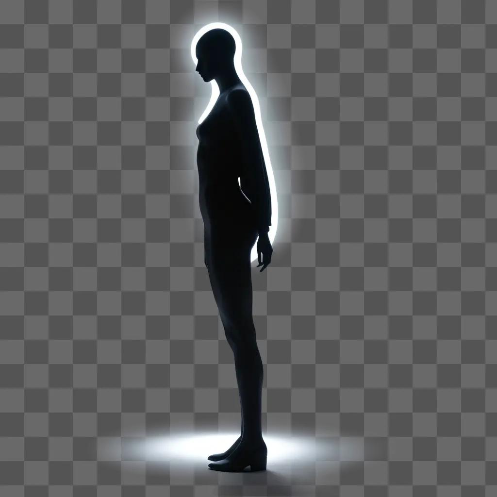 black figure stands in the spotlight