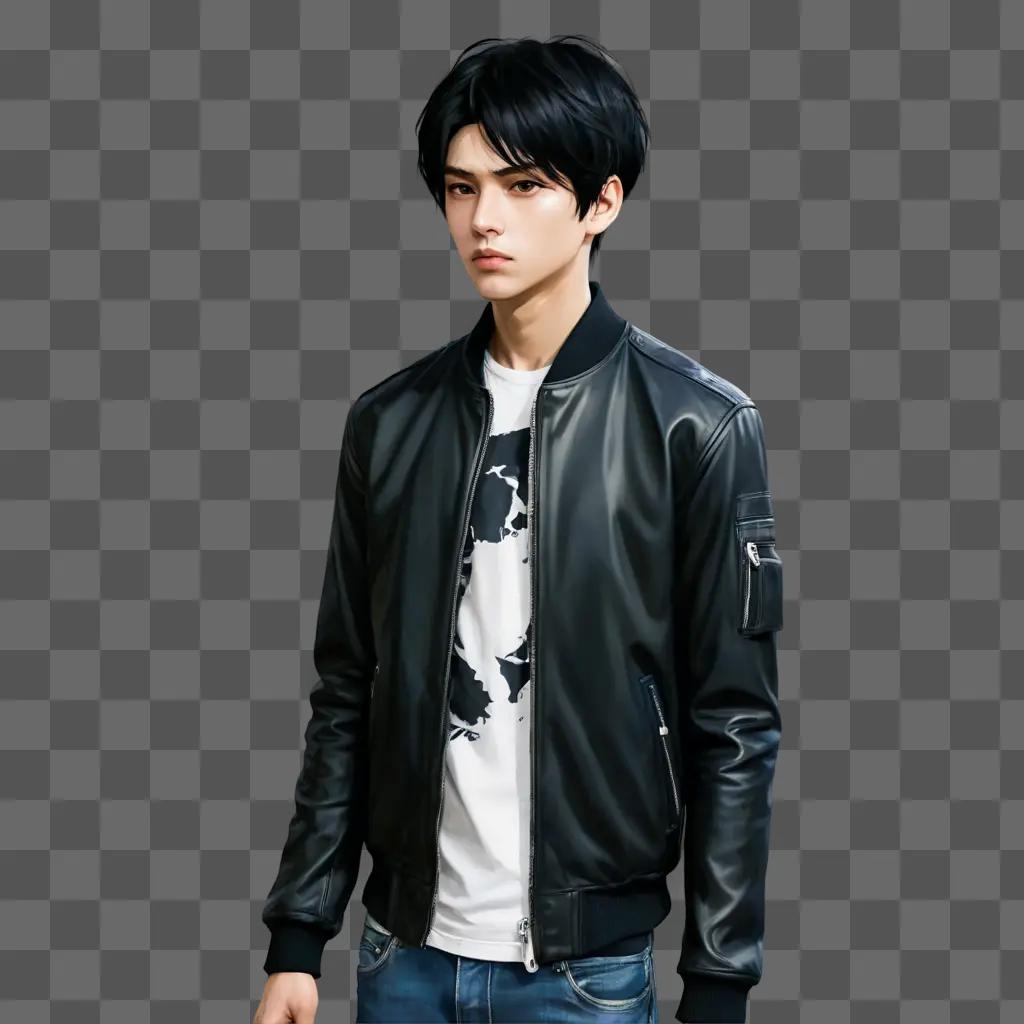 black haired anime boy Soul Eater actor in black jacket