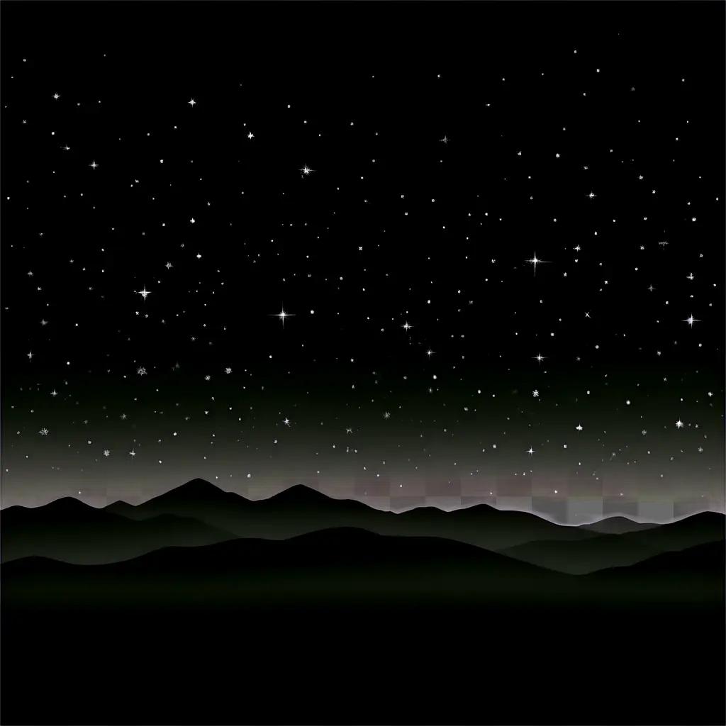 black image of mountains and stars