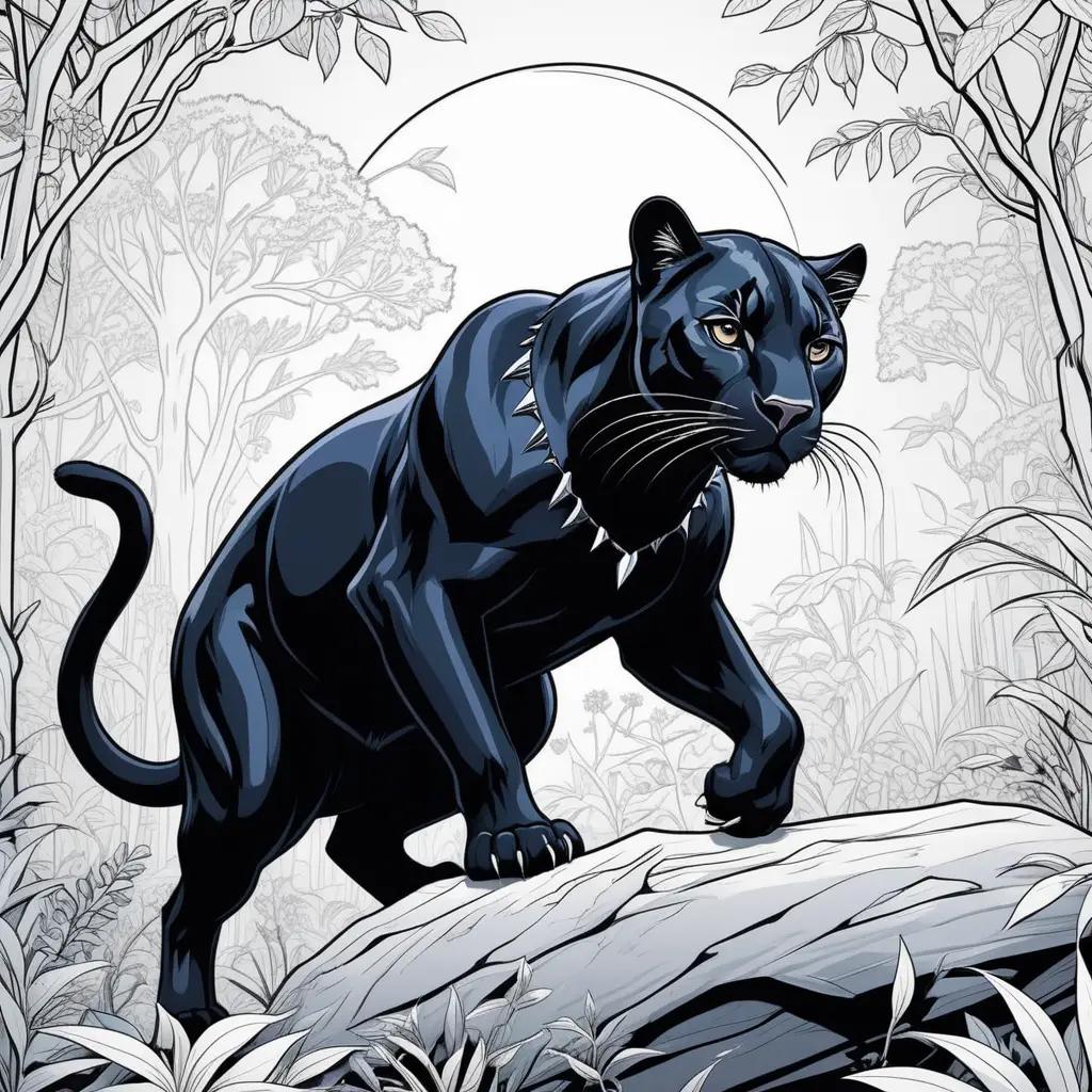 black panther is depicted on a black background