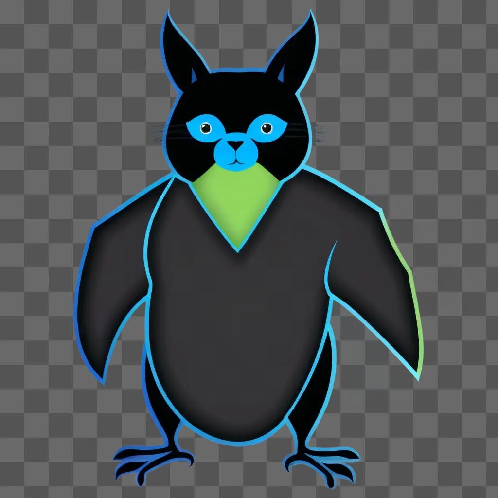 black shirt with a blue face and wings