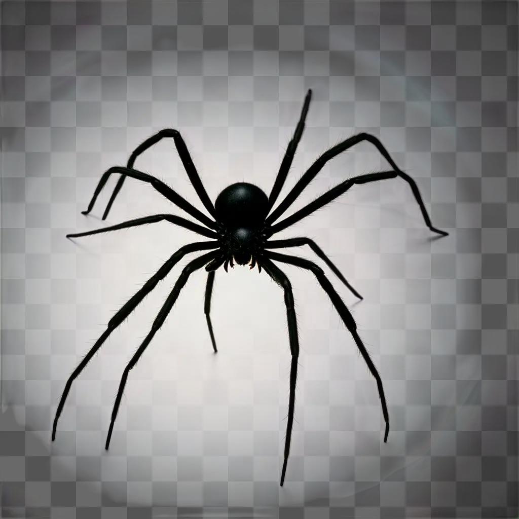 black spider with eight legs in the middle of a circle