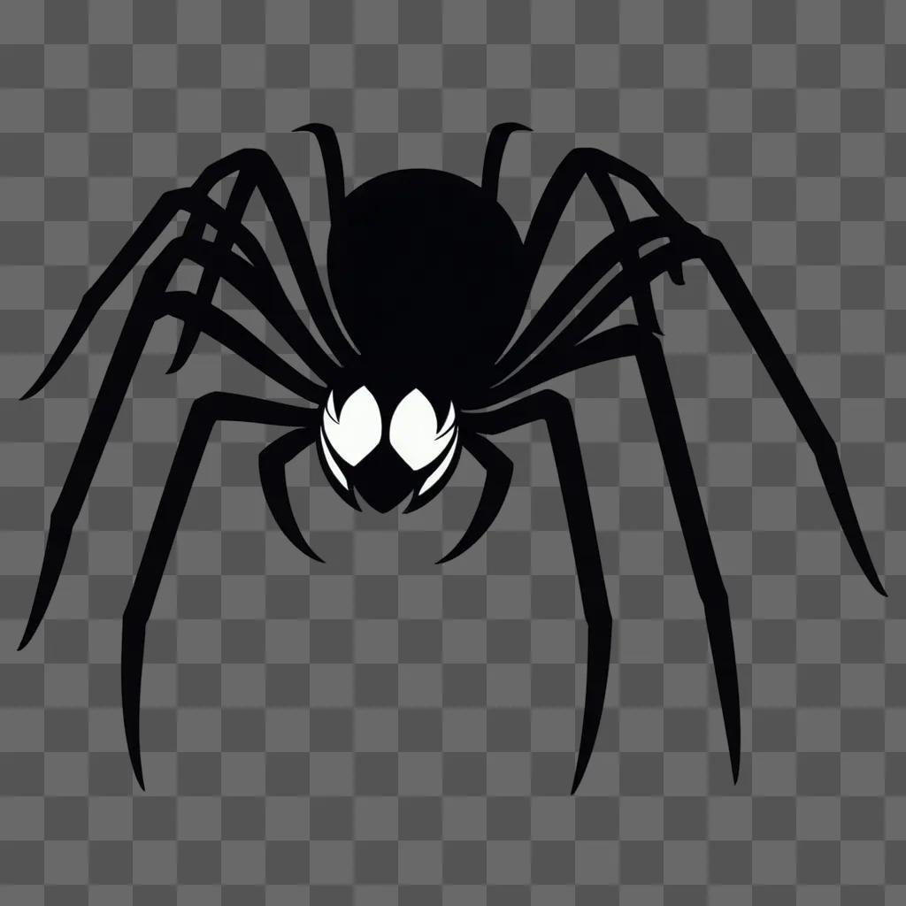 black spider with glowing eyes in the dark