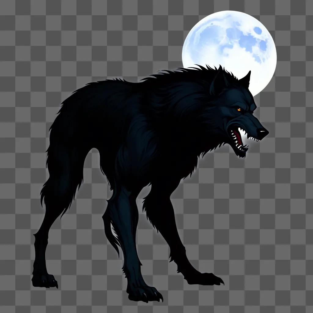 黒い狼男は青い月に対して透明です