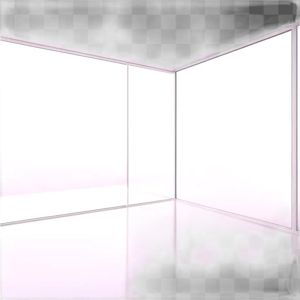 blank, transparent room with a white floor