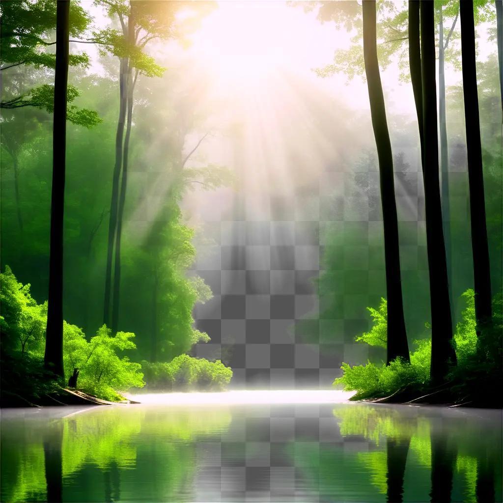 blank image of a forest with light shining through trees