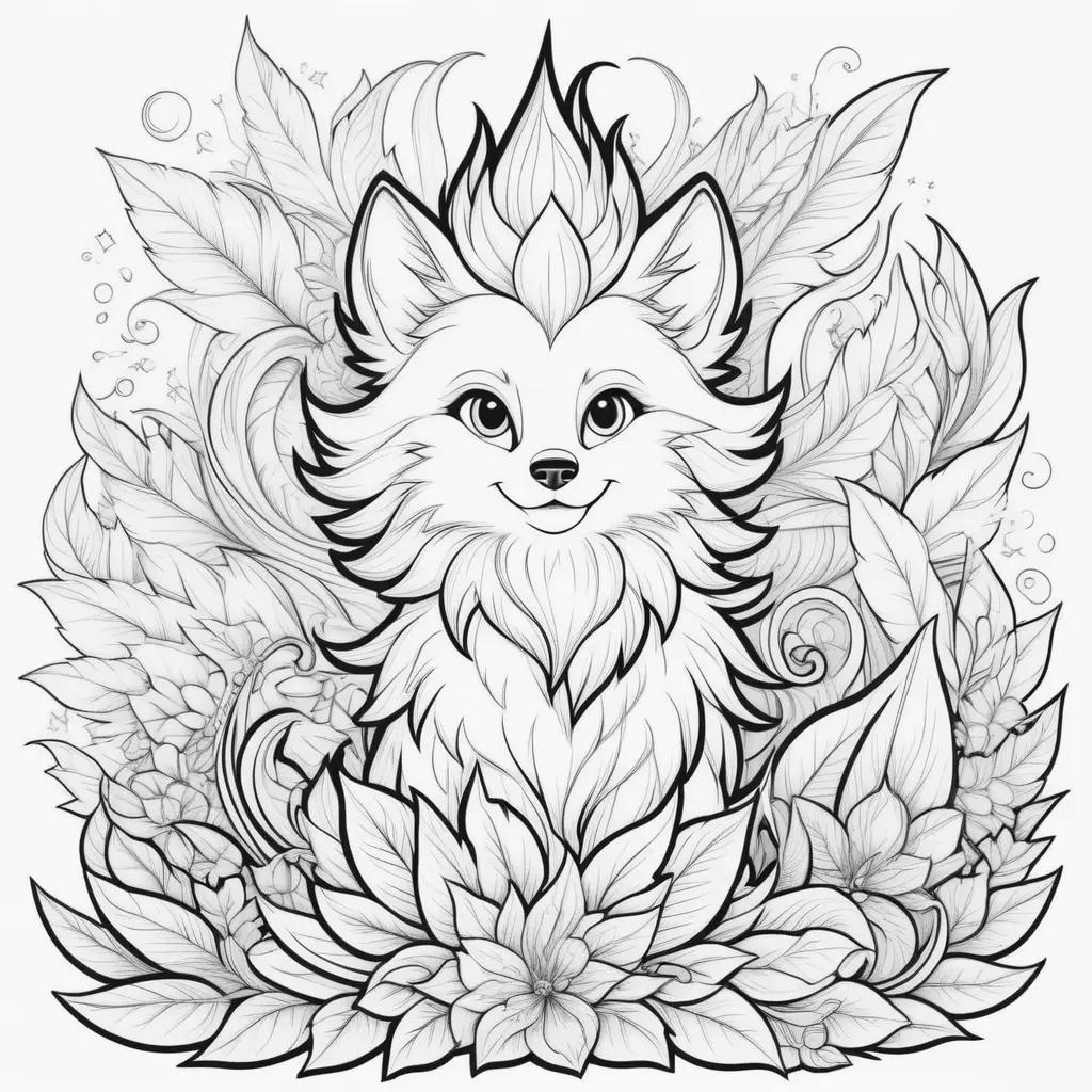 blazing dog with leaves coloring pages