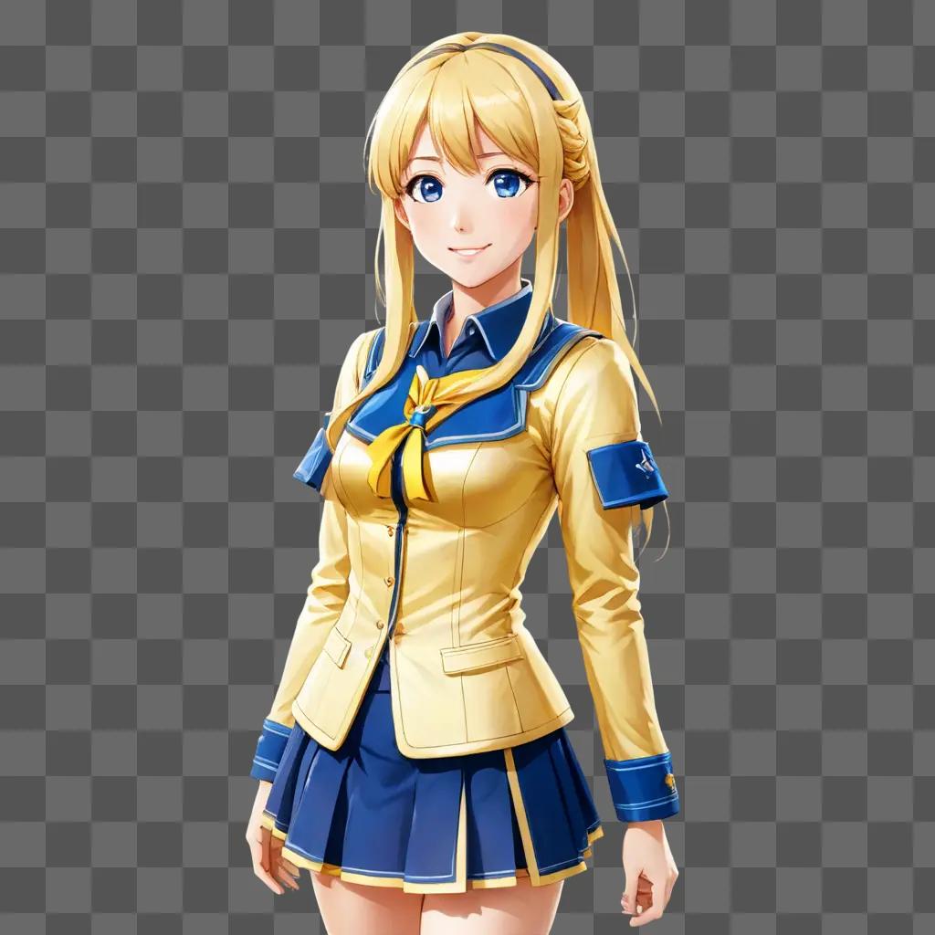 blonde anime girl A cute girl in a school uniform