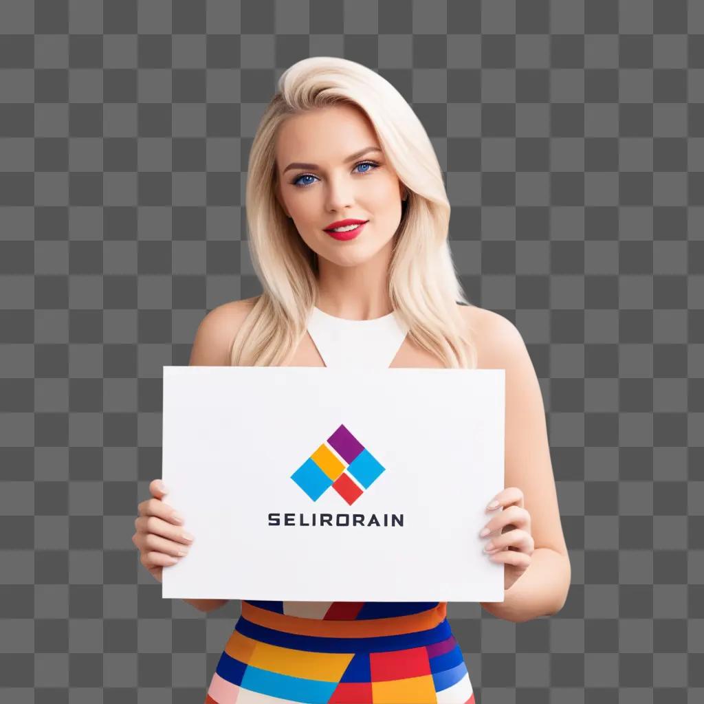 blonde woman holding a Seliorain logo