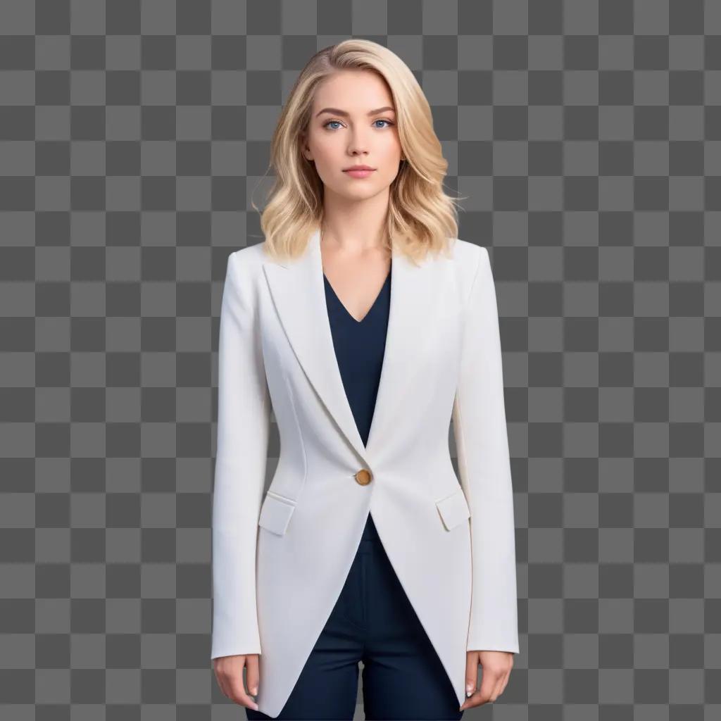 blonde woman in a white coat