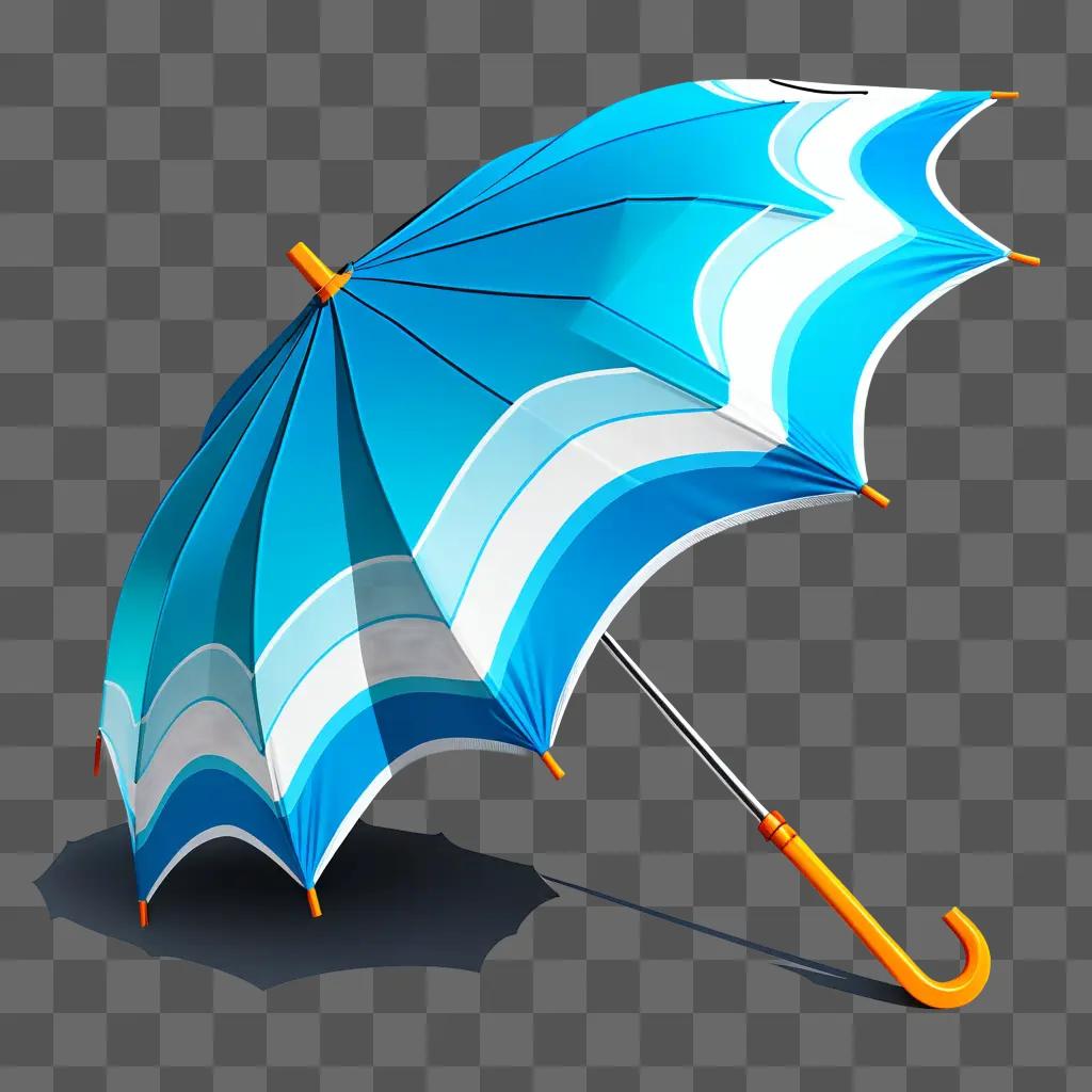 blue and white beach umbrella against a blue background