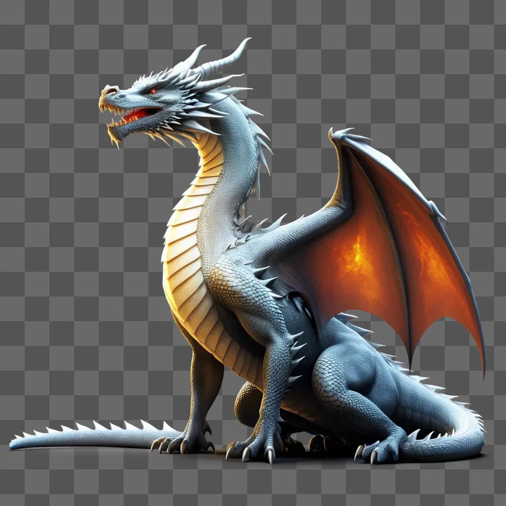 blue and white dragon image on a gray background