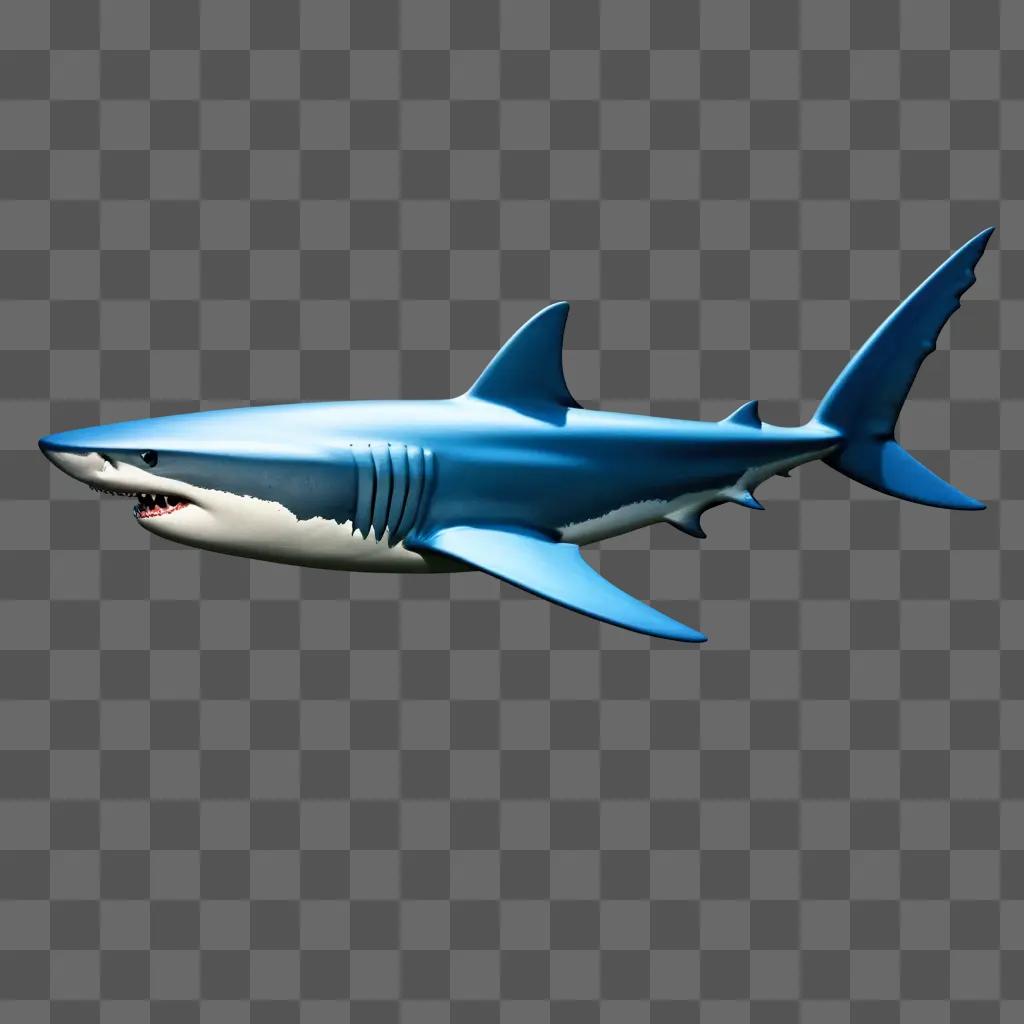 blue and white shark is drawn on a side