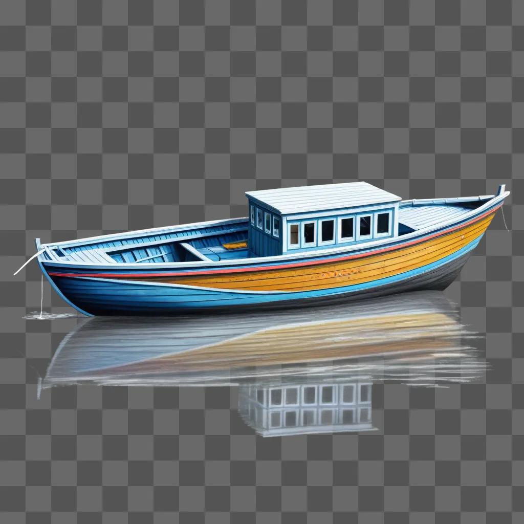 灰色の背景に青と黄色のサイドボートの描画