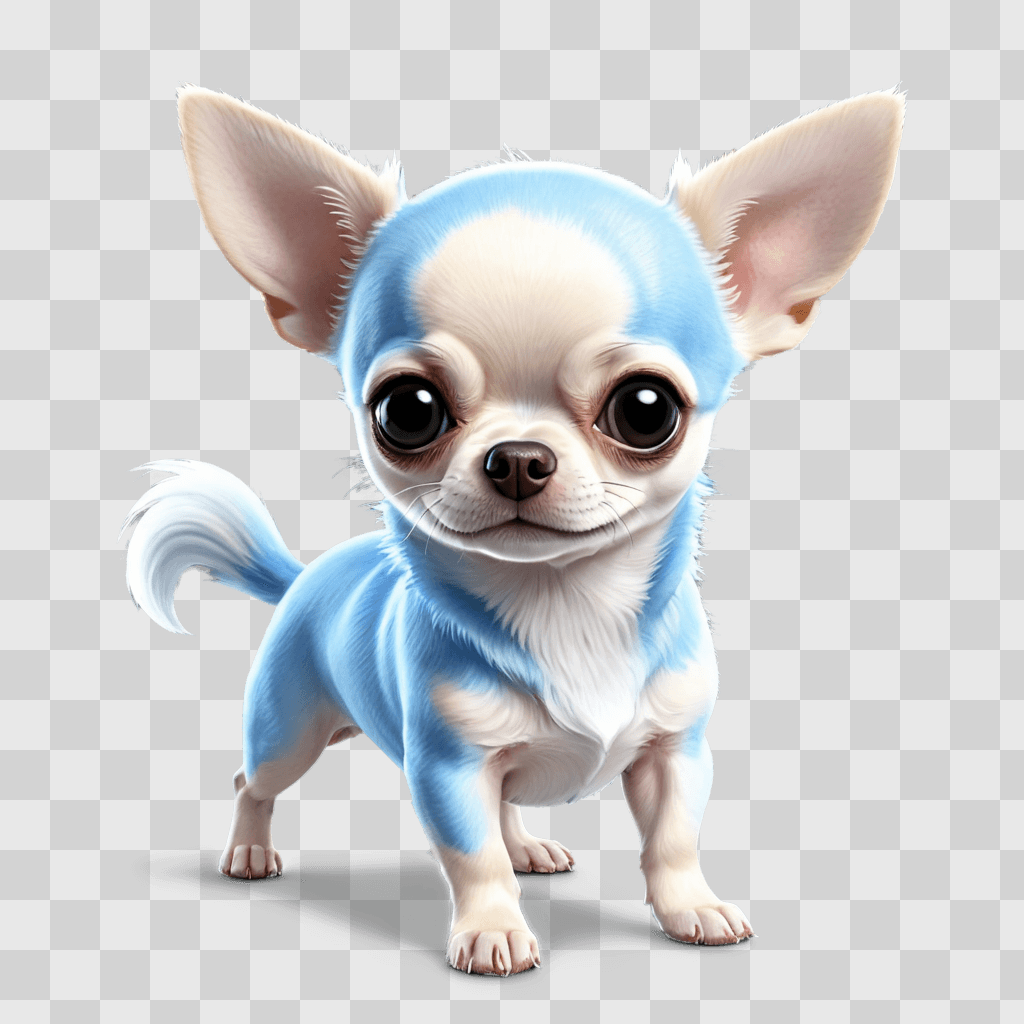 blue apple head chihuahua A Chihuahua stands in front of a white and blue backdrop