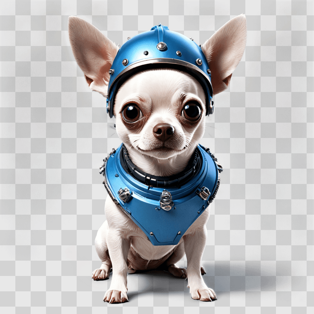 blue apple head chihuahua A Chihuahua wearing a blue helmet