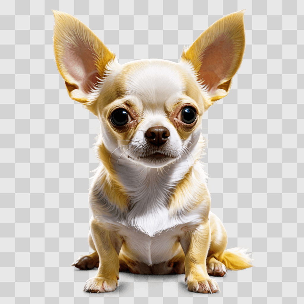 blue apple head chihuahua A small dog sits on a beige background