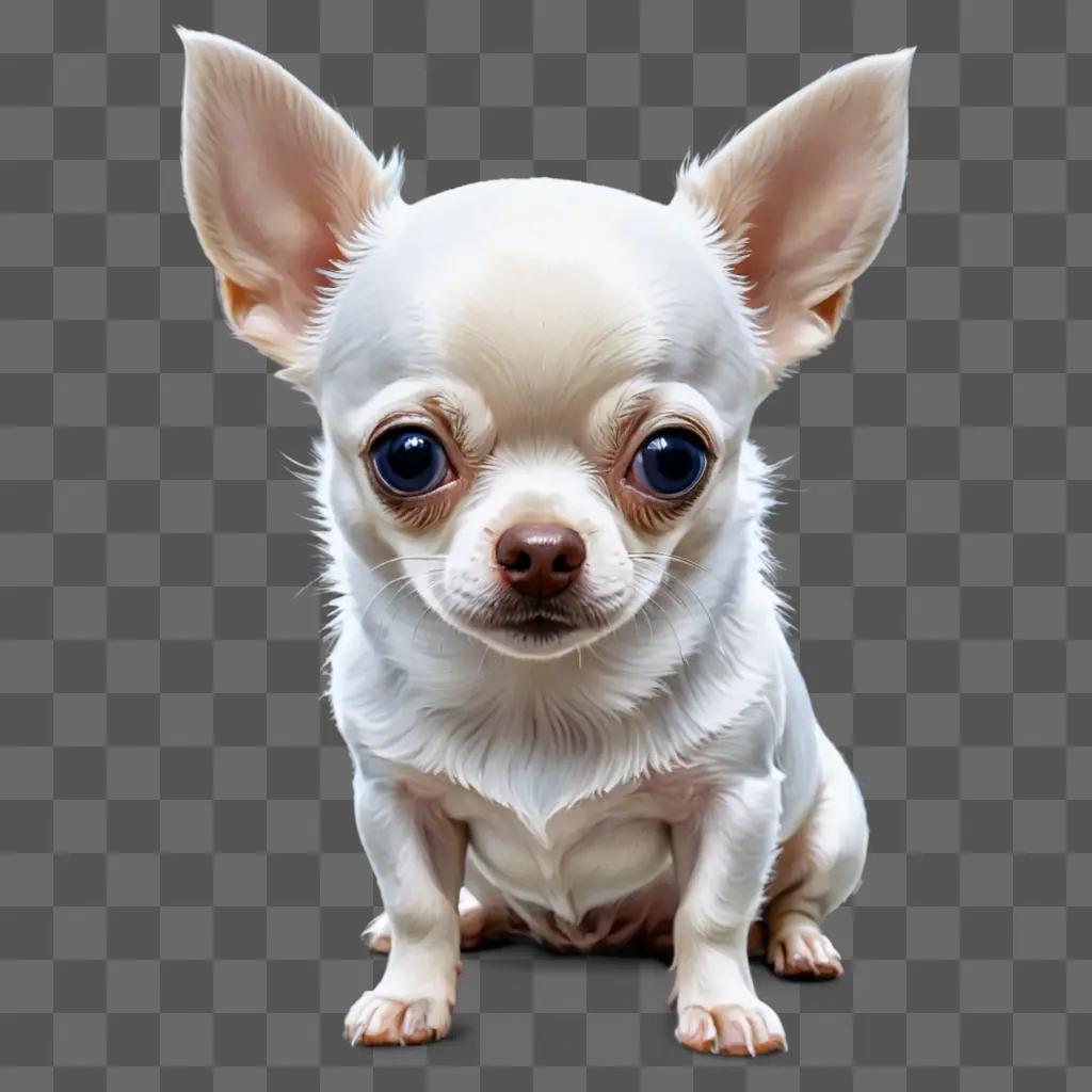 blue apple head chihuahua A white dog sits on a beige background