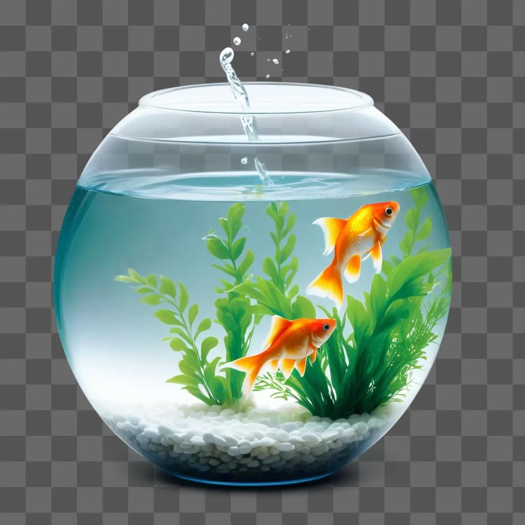 blue aquarium with two goldfish