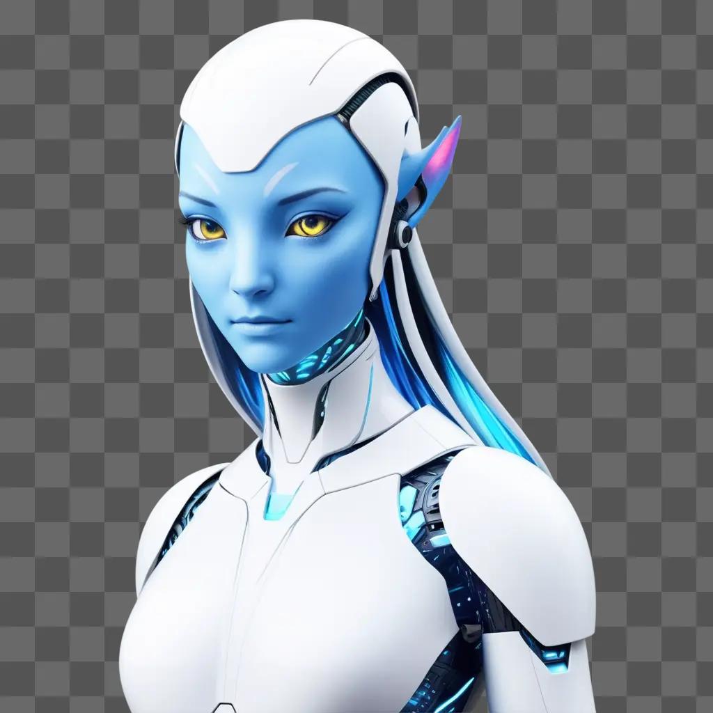 blue avatar girl with yellow eyes and green hair