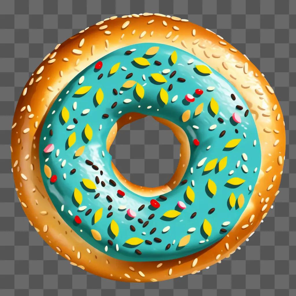 blue bagel with colorful sprinkles on top