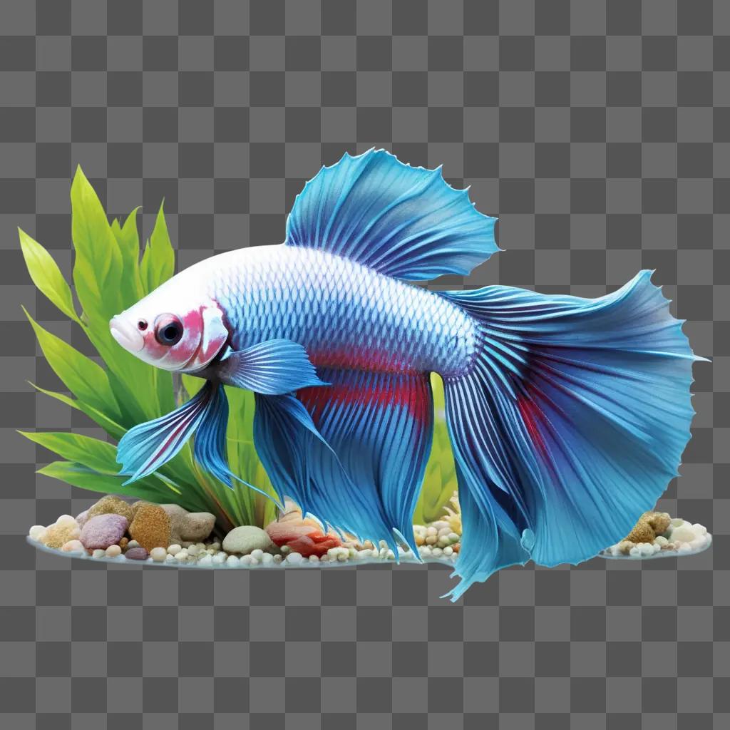 blue betta fish with pink fins and white spots