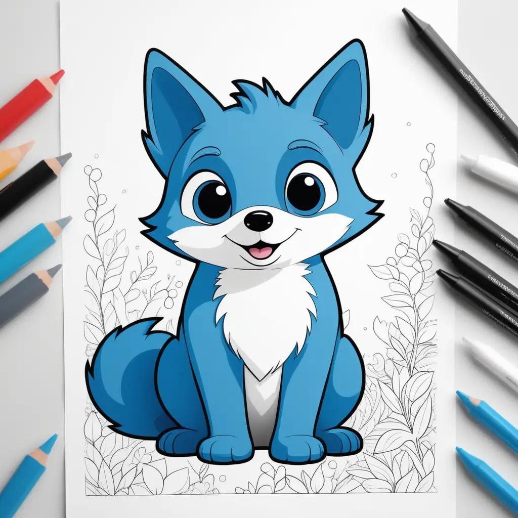 blue cartoon dog waits for coloring in this free printable coloring page