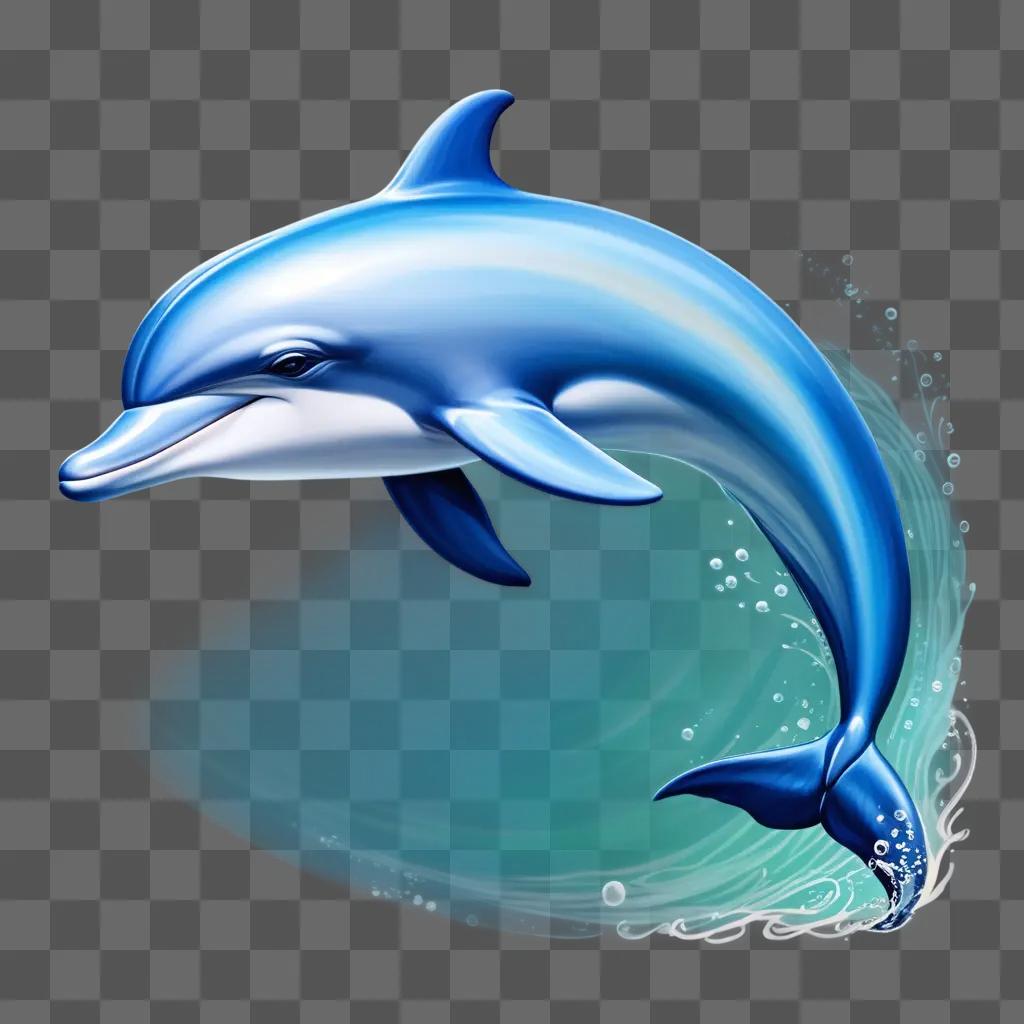 blue dolphin drawing against a blue background