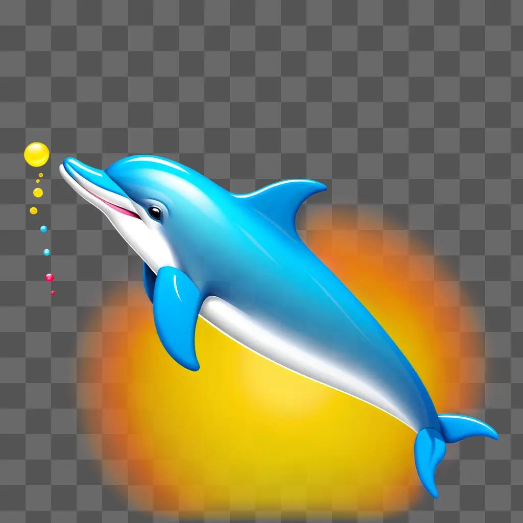 blue dolphin emoji with a yellow bubble in the air